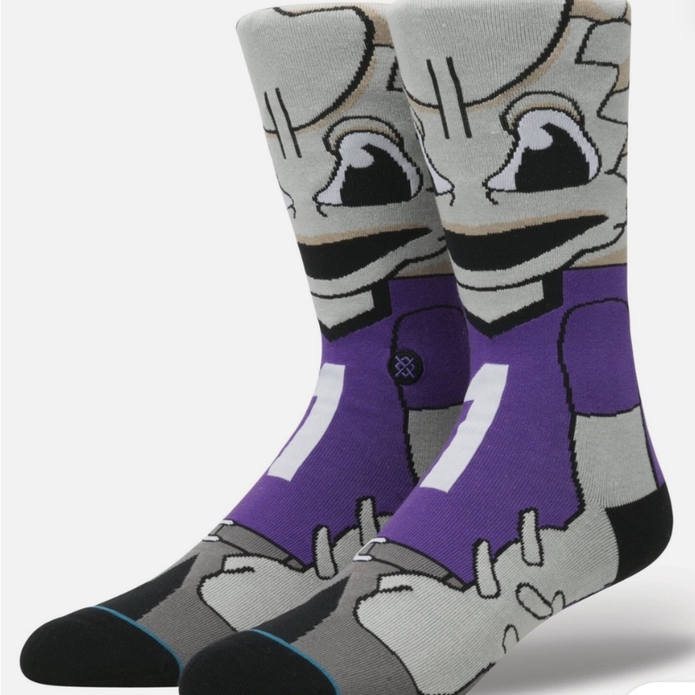 Stance TCU Horned Frog Gray and Purple Character Crew Socks